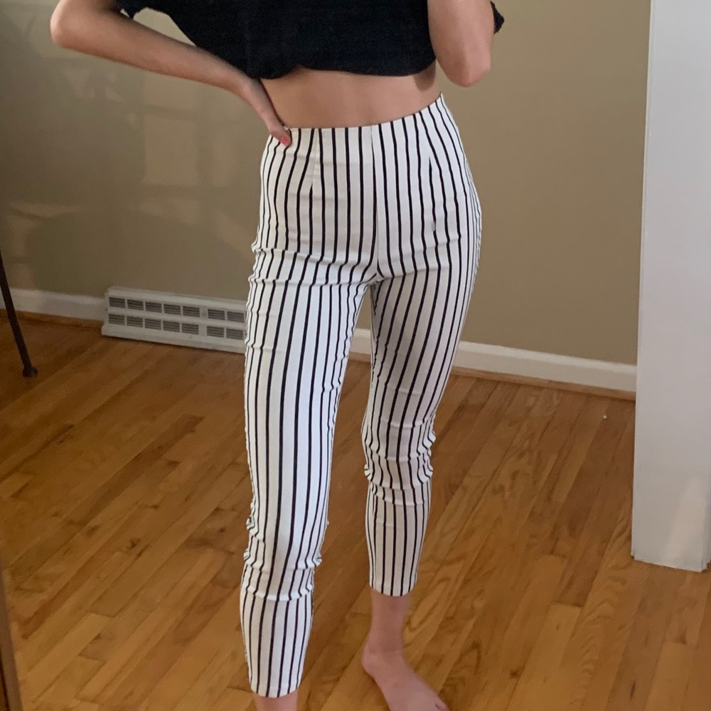 Black & Whited Striped Ultra High Rise Pants